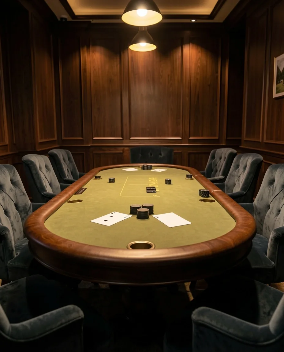 Luxe en ingetogen interieur van de Elva Roux poker lounge